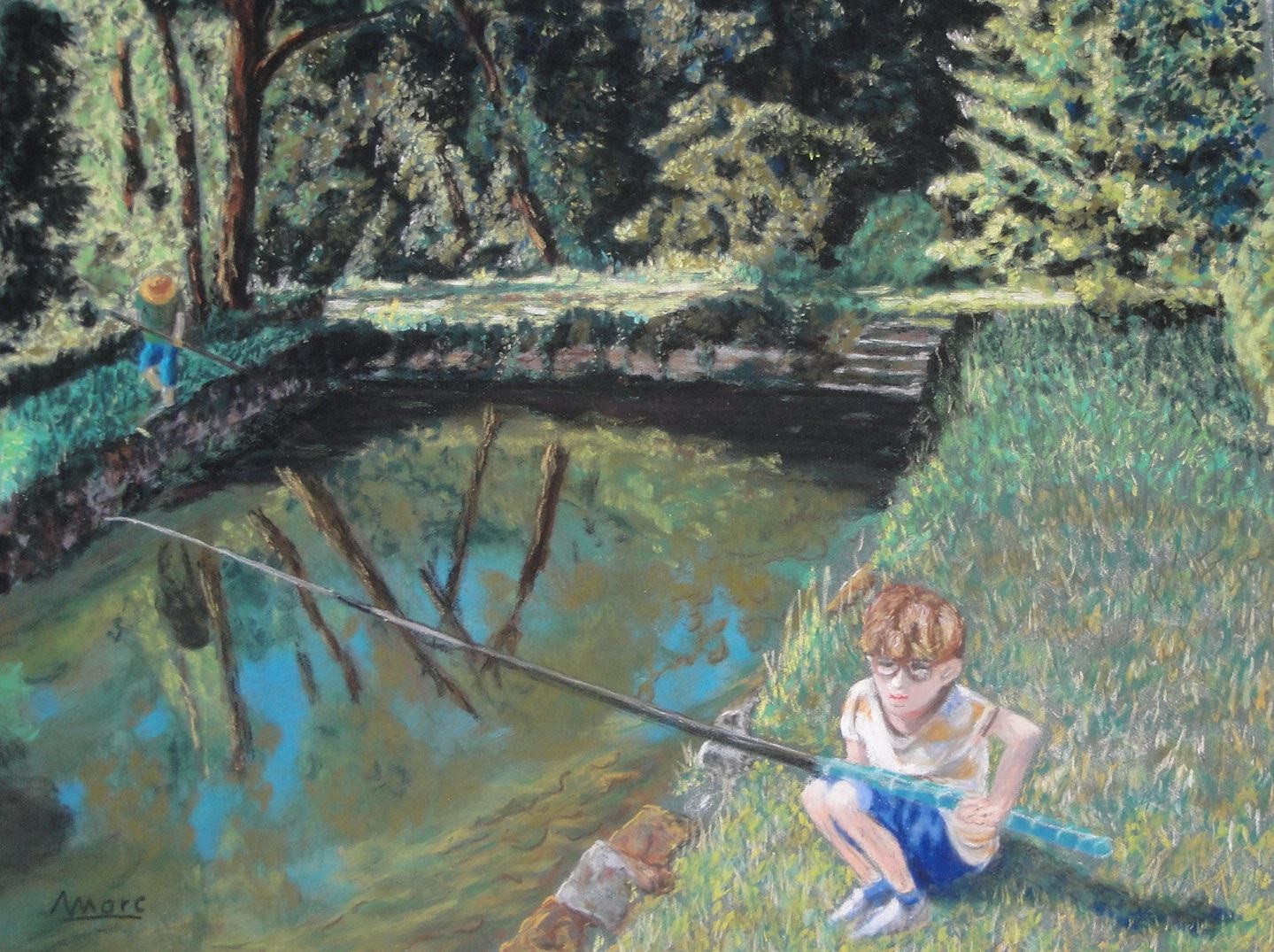 155 peche dans la piece d eau de la noerie 24x30 1219 sixte